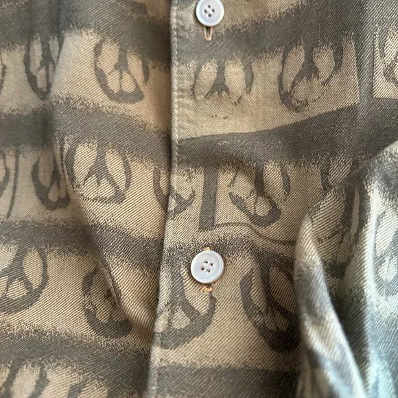 Acne Studios Men's Yellow/Green Peace Long Sleeve Button Up